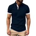 thumbnail image 2 of Akiihool Polo Tees for Men Men's Short Sleeve Solid Stretch Cotton Pique Polo Shirt for Summer (Navy,XXXL), 2 of 5