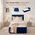 thumbnail image 3 of Ovios Twin Size All-in-One Floor Bed in a Box, 16.7" Upholstered Compressed Foam Mattress with Headboard, No Assembly Required, Blue, 3 of 8