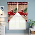 thumbnail image 6 of Swag Curtains Valances for Windows, Red Truck with Christmas Tree Short Kitchen Window Curtains Over Sink, Vintage Brown Wood Grain Cafe Curtains Panel Set Of 2,Rod Pocket, 36 Inches Length, 6 of 9