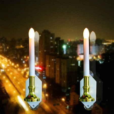 

Bescita Flameless Candles Light Solar Power Candle Wall Lamp For Outdoor Wall Window Fence Decor Window Wall Lamp Romantic Night Light Wall Lamp With Suction Cups 2pcs