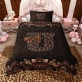 thumbnail image 2 of Erosebridal Brown Leopard Print Twin Bedding for Girls Women, Monogrammed U Duvet Cover Set, Black Reversible 2pcs, 1 Duvet Cover and 1 Pillowcase (No Comforter), 2 of 6