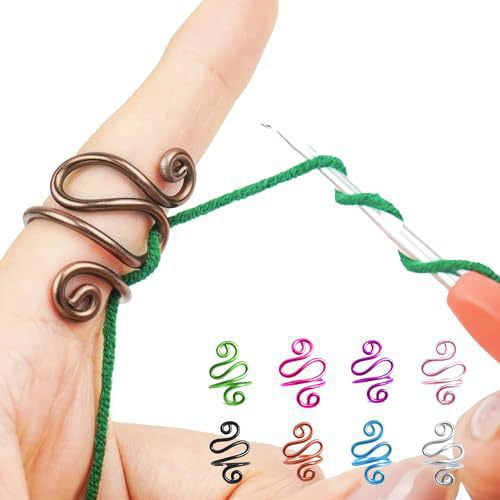 Anillo de tensión de crochet hecho a mano, anillo de tensión de crochet manual, anillo de gancho ajustable