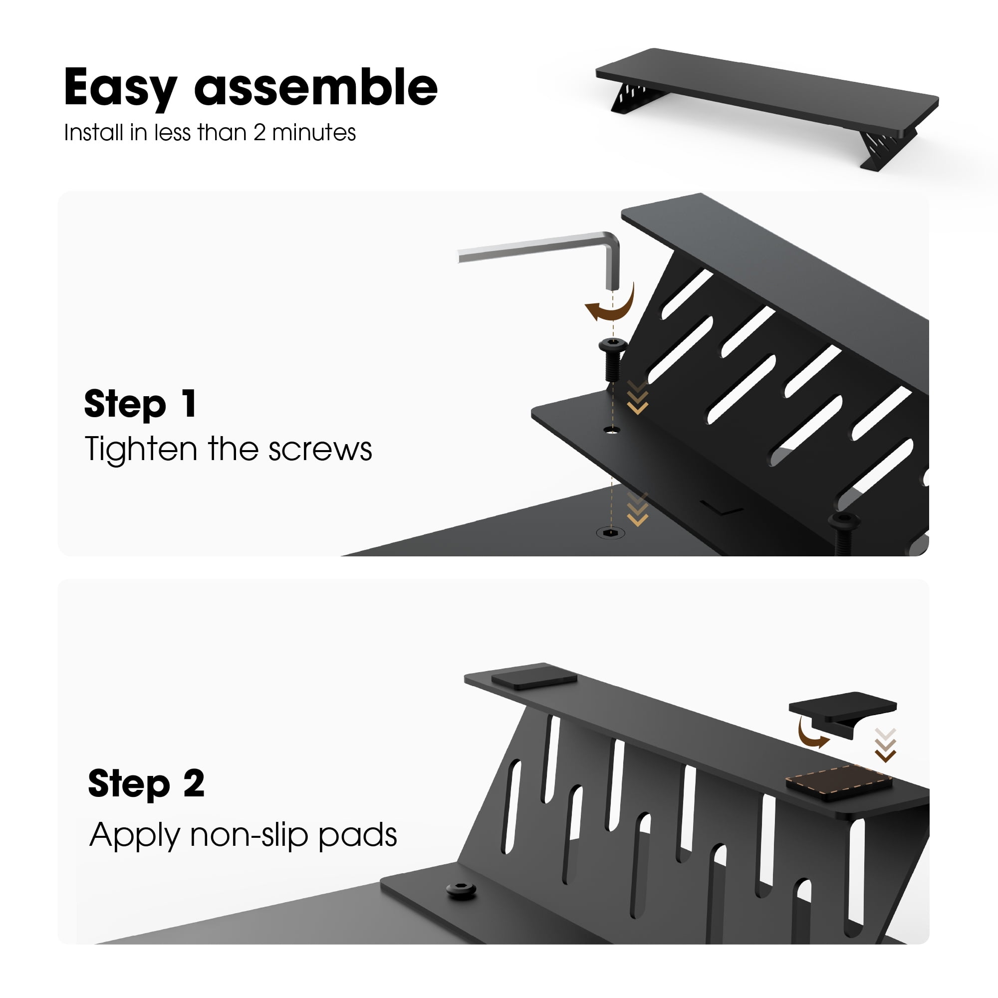 Fenge Dual Monitor Stand Riser, 31.5 inch Long Monitor Stand for Desk