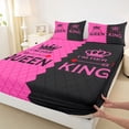 thumbnail image 3 of Homewish Queen And King Twin Sheet Sets,Princess Crown Twin Fitted Sheet,Pink Black Flat Sheet For Girl Kids,Ultra Soft Home Decor,3pcs, 3 of 7