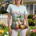 thumbnail image 4 of UngA Easter T-Shirts for Women Funny Bunny Graphic T-Shirt Happy Easter Rabbit Tee Top Holiday Casual Easter Shirts Women (Sky Blue,S), 4 of 7