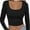 Black, variant on Women's Basic Sexy Square Neck Long Sleeve Going Out T Shirt Crop Top