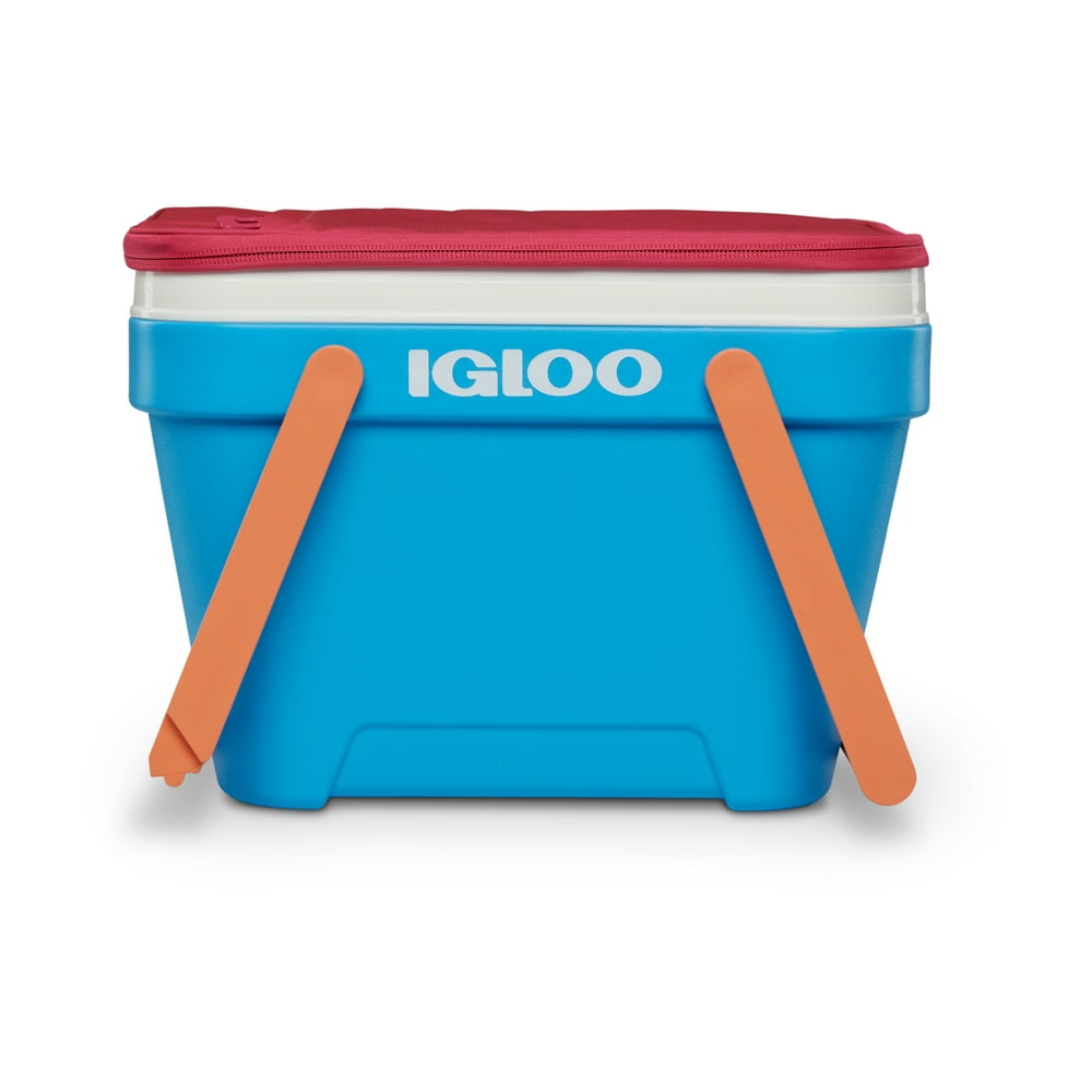 Igloo Retro Picnic Basket 25 qt. Personal Ice Chest Cooler Pink and