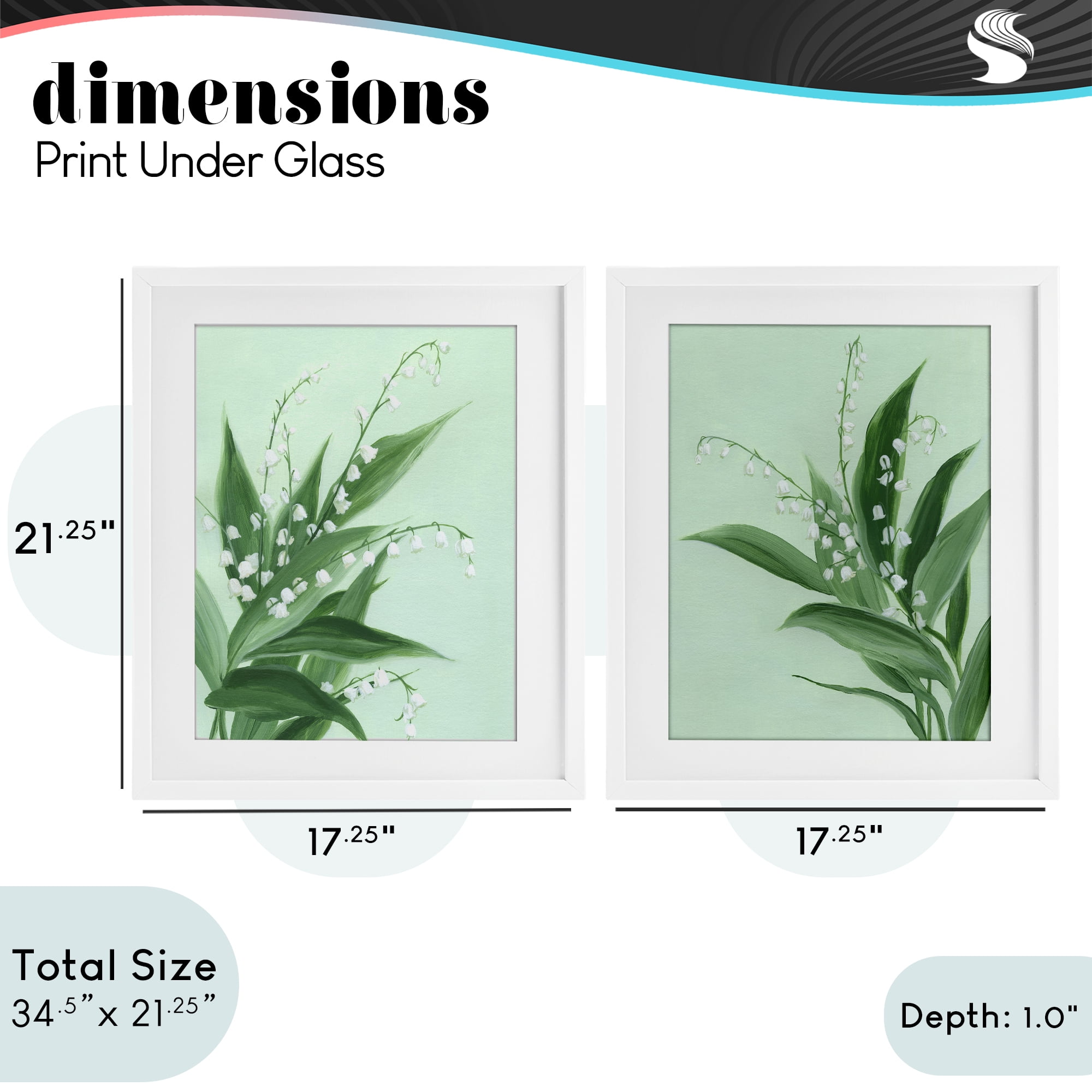 Stupell Industries Blooming Lily of Valley 2 Piece White Framed Print Under Glass Set, design by Grace Popp