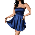 thumbnail image 2 of Women's Summer Party Tube Top Dress Cocktail Dress Tube Ruffle Ruffle Mini Dress Navy Blue XL, 2 of 10