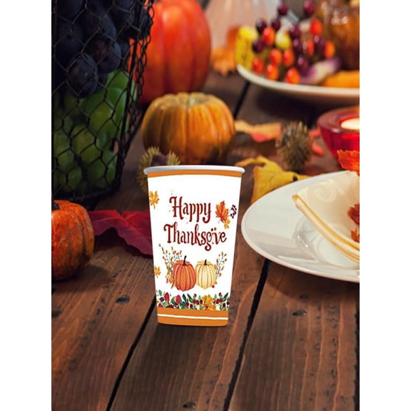 JJBNSH Fall Thanksgiving Paper Plates and Napkins,Thanksgiving Theme Party Tableware Set Disposable Decorative Tableware Paper Set,Autumn Leaves Pumpkin Party Supplies