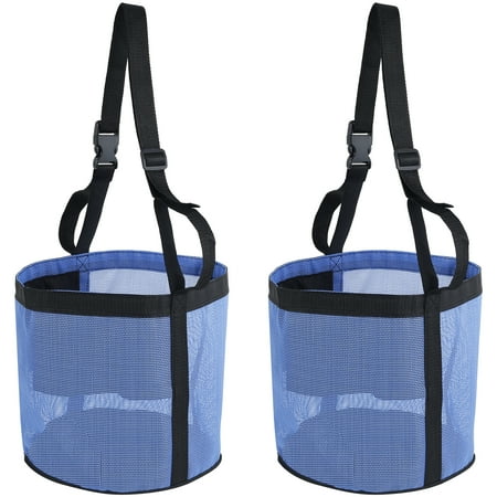 2 Pcs Horse Feed Bag Comfort Breathable Mesh Feed Bucket Heavy Duty Feed Bag with Adjustable Strap and Waterproof Bottom for Horse Feeding Supplies Muzzle Feed Bag