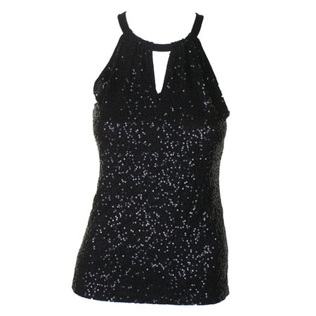 Black Sequin Halter - Inc International Concepts Deep Black Sequined Halter Top XS
