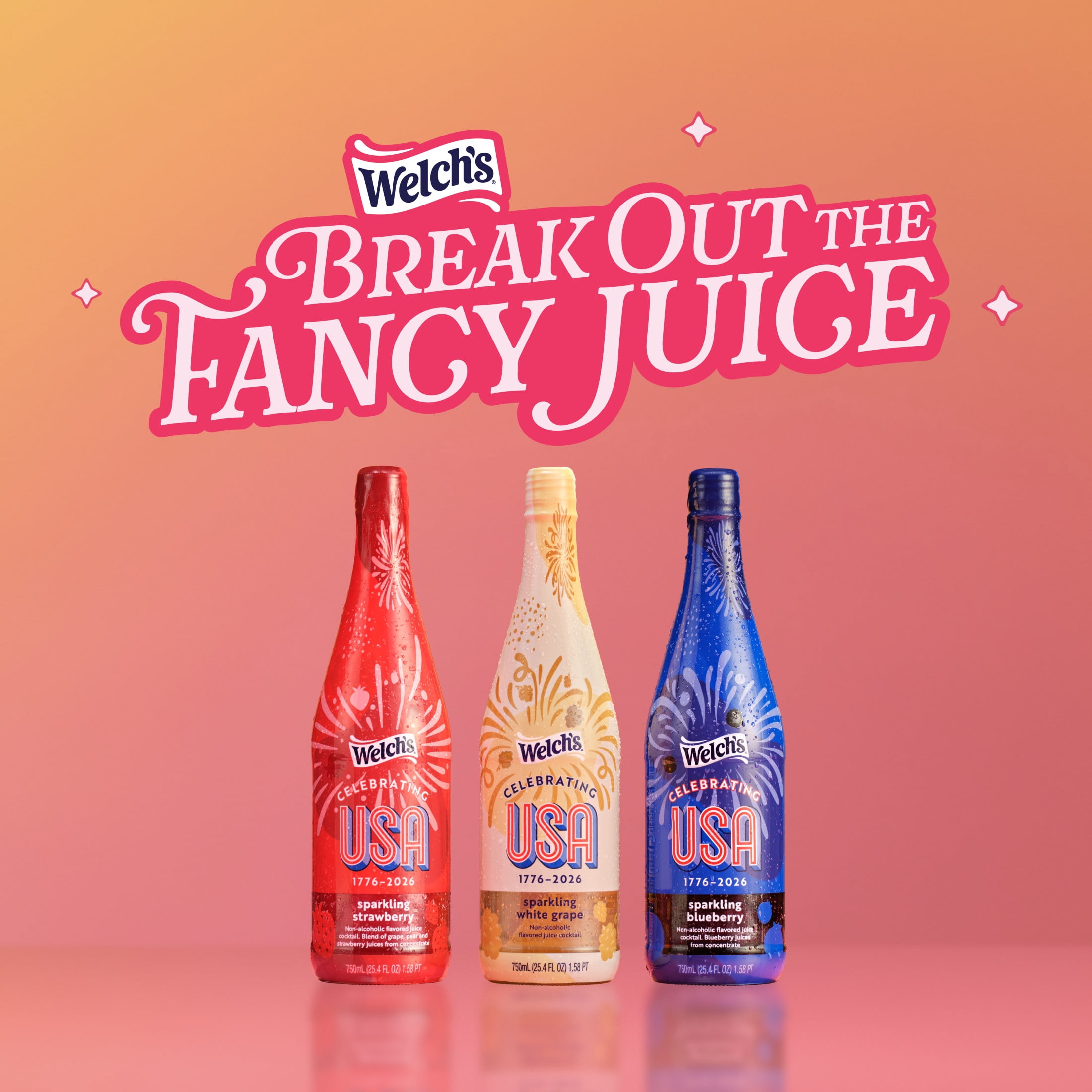 Welch's Non-Alcoholic Sparkling Juice Cocktail, White Grape, 25.4 fl oz Bottle