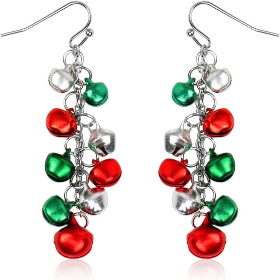 NICKSUN Christmas Earrings, 14K Gold Plated Christmas Accessories For Women - Holiday Drop Earrings - Colorful Christmas Jingle Bell