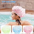 thumbnail image 2 of Shower Cap, Reusable Shower Hat Bath Caps, Waterproof with Elastic Band Hair Hat for Men Women Ladies Spa Salon, Coloful Dotted, 6 Packs, 2 of 5