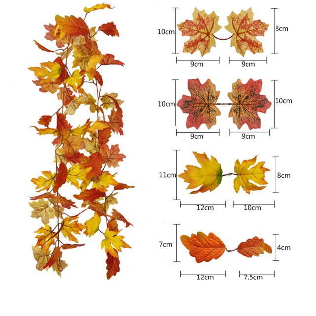 AKEGAMN Fall Decor Festival Simulation Maple Leaf Rattan Decoration Christmas Party Wall Hanging Maple Leaf Rattan