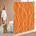 thumbnail image 2 of Abstract Striped Shower Curtain, Modern Minimalist Waterproof Fabric Shower Curtain Set with Hooks 72" x 72" - Orange, 2 of 6