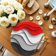thumbnail image 2 of Red Black Ombre Round 13 Inch Placemats Set of 8, Modern Abstract Moire Art Geometric HeatResistant Non Slip Place Mats for Dining Table, Wipeable Braided Kitchen Table Mats for Housewarming, 2 of 9