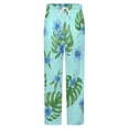 thumbnail image 5 of Blue Flowers Tropical Leaves Pattern Winter Female Pants Flannel High Waist Women Pants Lady Warm Straight Leg Plush Trousers, 5 of 7