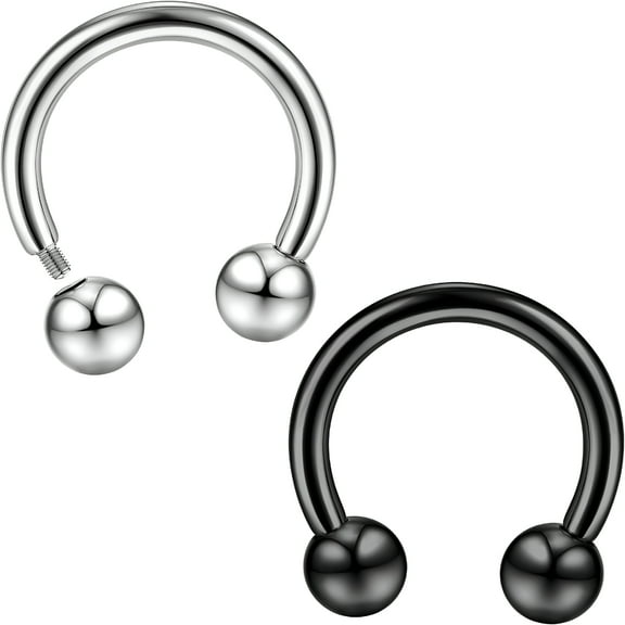 DESIGNICE 16G Septum Rings for Women Men | Implant Grade G23 Titanium Horseshoe Septum Piercing Jewelry | Helix Daith Cartilage Tragus Earrings Nose Lip Eyebrow Piercing Jewelry 2pcs-ball-silver