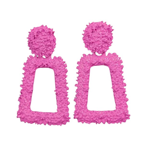 Pendientes colgantes rectangulares geométricos Pendientes de moda para mujer en rosa intenso