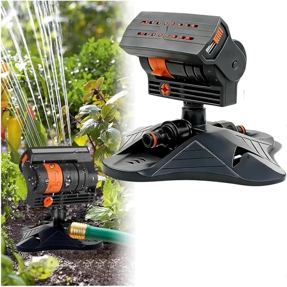 16-Nozzle Oscillating Sprinkler with Dual-Zone SprinklerWater Timer,360° 16-Hole Automatic Rocking Sprinkler,Mini Turbo Oscillating Water Sprinklers for Lawn Yard Garden Watering