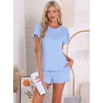 thumbnail image 2 of DARING DIVA Lounge Set Flounce Pajama Set Soild Sleepwear Top S Blue, 2 of 7