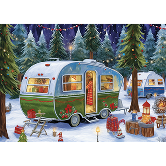 puzzles 300 pieces for adults Merry Christmas, Camping Car Formation wooden Challenging Puzzles Perfect for Game 14.9'' x 10.2''