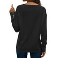 thumbnail image 4 of TEMOFON Womens Eyelet Long Sleeve Tops Dressy for Women V Neck Solid Color Blouses Shirts Casual Lightweight Loose Fit Eyelet Black Blouse, 4 of 8