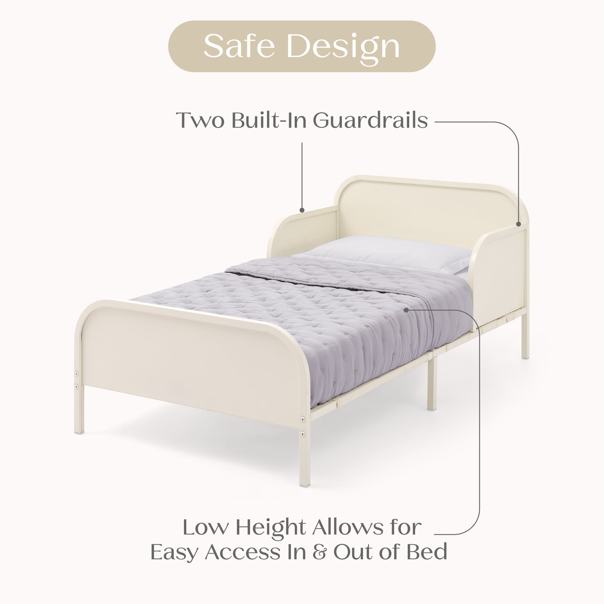 Delta Children Magic Magnet Toddler Bed with Customizable Magnets & Built-In Book Storage, Oatmeal