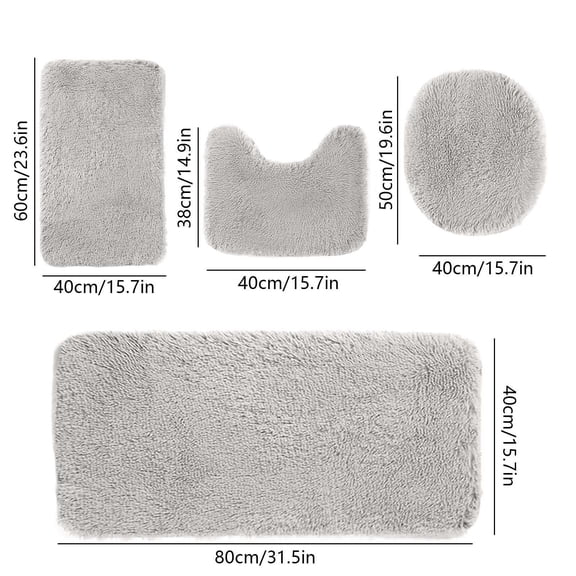YYUZH Solid Color 4-Piece Bath Mat Set, Luxury Plush Bathroom Rugs, Fast-Drying Absorbent Toilet and Shower Mats with Stable Backing, Machine Washable Home Decor