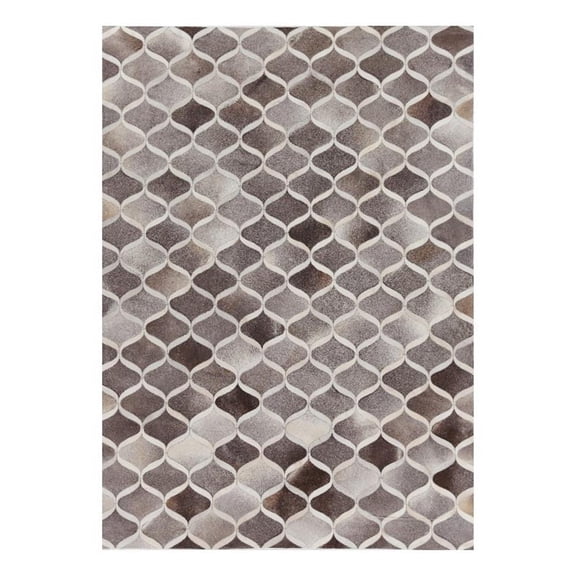 Exquisite Rugs Natural Hide Dark Gray/Multi Leather Hide Hand-Tufted Area Rug