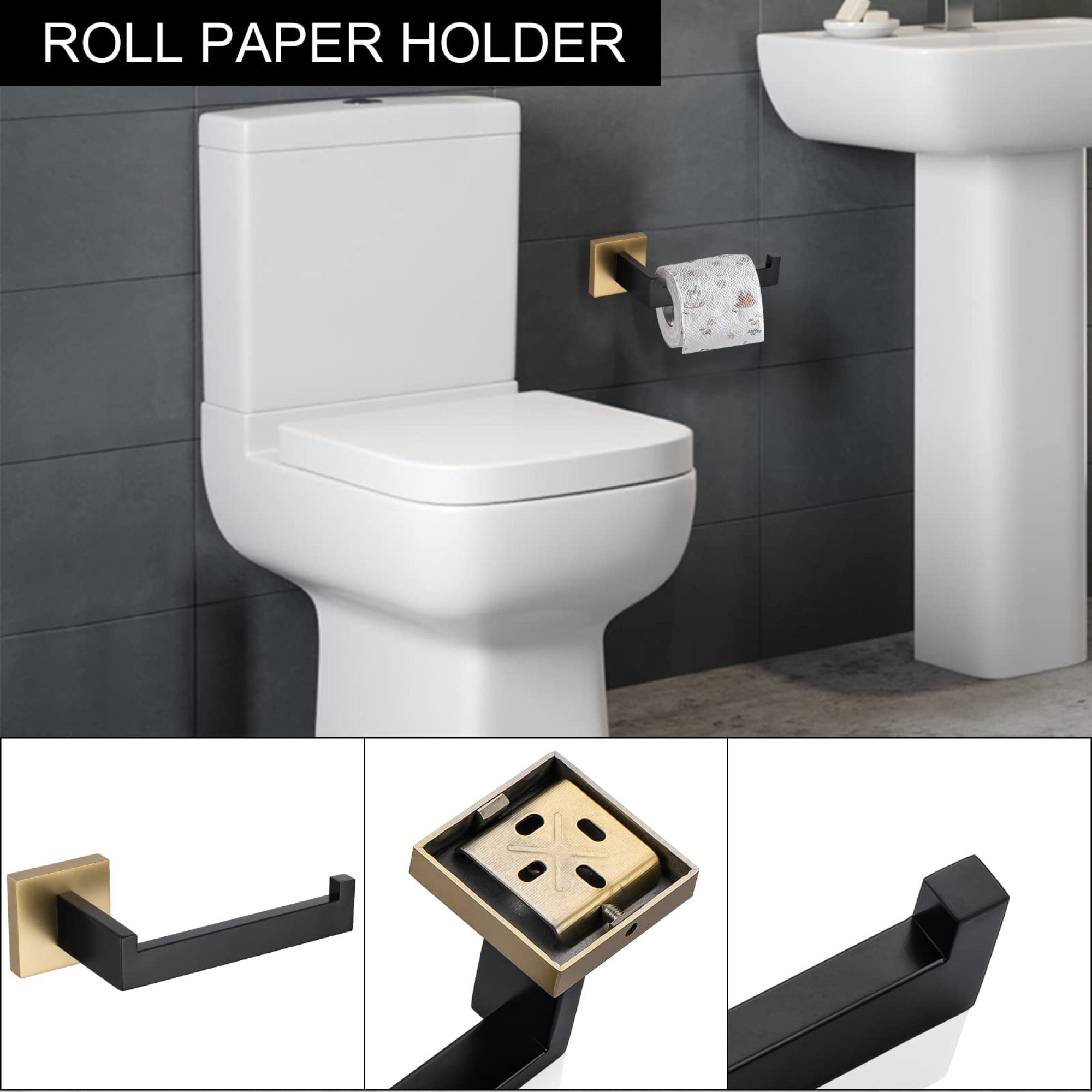 5 Pieces Bathroom Hardware Accessories Set Towel Bar Set Wall Mounted