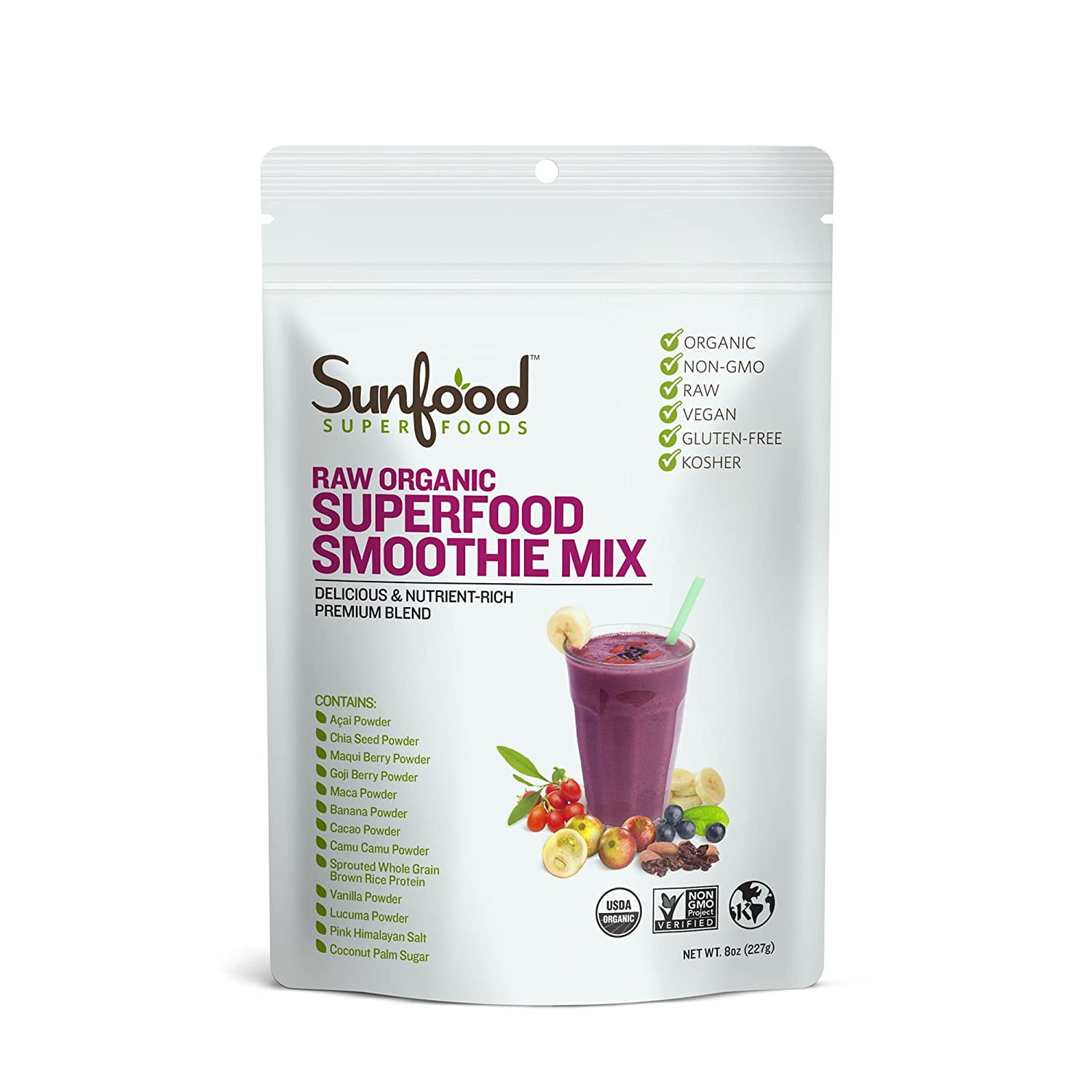 Sunfood Superfoods Organic Superfood Smoothie Powder, 8 oz