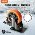 thumbnail image 2 of VEVOR Caster Wheels, 4-inch Swivel Plate Casters, Set of 4, with Security A/B Locking No Noise PVC Wheels, Heavy Duty 350 lbs Load Capacity Per Caster, Non-Marking Wheels for Cart Furniture Workbench, 2 of 9