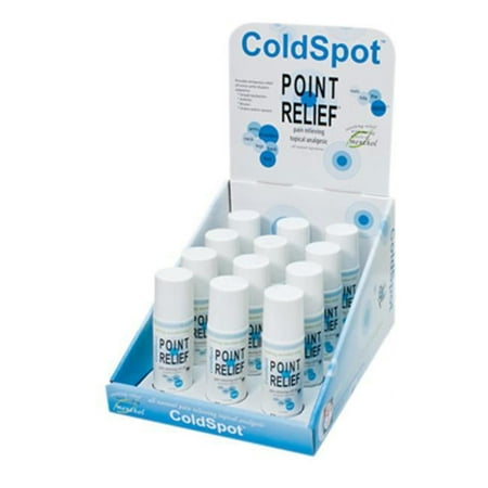 Fabrication Enterprises 11-0762-12 3 oz Point Relief ColdSpot Roll-On Dispenser with Display Box - 12 Piece