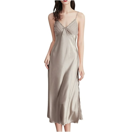 fheaev Lingerie For Women Sexy Suspenders Chemise Sleepshirts Sleepwear Lingerie V Neck Long Gown Pajamas Home Wear Pajamas Nightgowns For Women Summer 2024