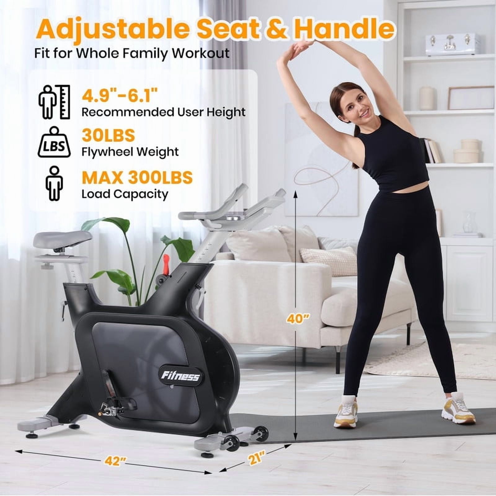 Towallmark Exercise Bike, Quiet Indoor Cycling Bike With 32 Resistance Levels, Stationary Bike With Wheels For Easy Mobility, Adjustable Seat Comfortable Home Workout Bike