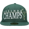 thumbnail image 2 of Men's New Era Hunter Green Milwaukee Bucks 2021 NBA Champs Retro Pop Undervisor 59FIFTY Fitted Hat, 2 of 6