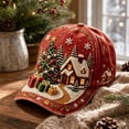 thumbnail image 5 of GrmtClth Christmas Tree Baseball Cap Printed Trucker Hat Festive Holiday Costume Accessory Adjustable Red Dad Hat for Adults Daily Wear, 5 of 8