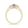 thumbnail image 2 of ANGARA Natural Three Stone Oval Tanzanite and Half Moon Diamond Ring in 14K Yellow Gold for Women (Size-7x5mm) | December Birthstone, Anniversary, Jewelry Gift for Women | Natural Tanzanite Ring, 2 of 8