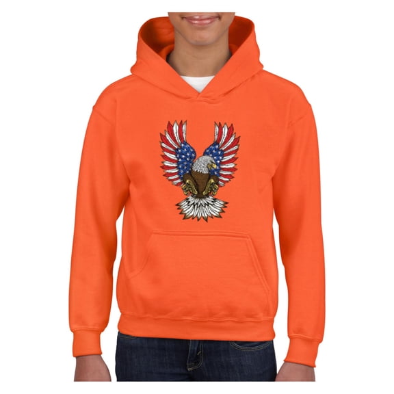 IWPF - Big Girls Hoodies and Sweatshirts - American Flag 4th of July