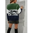 thumbnail image 3 of Color Block Animal Print Sweater Olive Green Small, 3 of 5