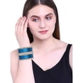 thumbnail image 3 of Efulgenz Indian Bangle Set Rhinestone CZ Crystal Bangle Plain Metal Bangles Bracelet Jewelry for Women Size-2.8, Blue, 3 of 5