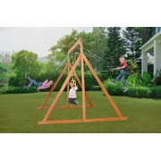 Trailside Cedar Swingset with Belt Swings and Trapeze Bar, All Wood, Hardware, and Assembly Instructions Included