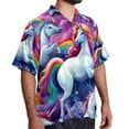 thumbnail image 2 of Robot Unicorn Attack Men's Hawaiian Short Sleeve Printed Button Down Poplin Casual Summer Beach Shirt, Unisex, 2 of 6