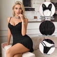 thumbnail image 3 of Lencería de Encaje para Mujer, Ropa de Dormir, Conjunto de Lencería para Mujer, con Diadema con Orejas de Gato, 3 of 4