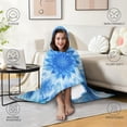 thumbnail image 4 of Wearable Blanket,Blue Burst Pattern Hooded Wearable Flannel Blanket for Adults & Teens with Buckle,Winter Poncho Shawl Wrap Cape,60"x80", 4 of 5