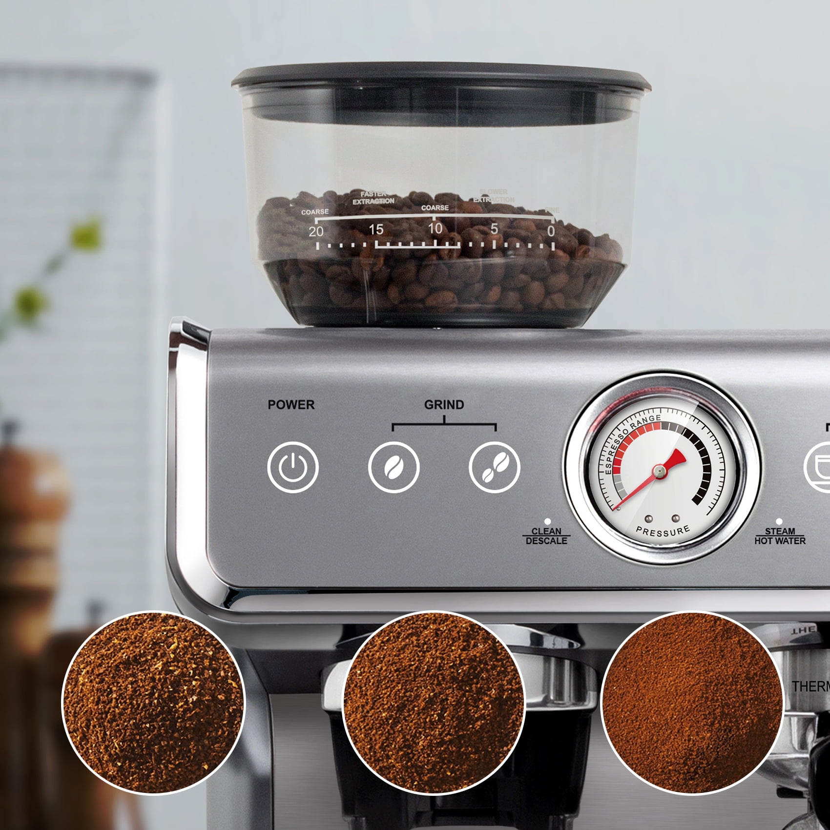 Ultima Cosa New Presto Bollente Semi-Automatic Espresso Machine - Silver - 2 Litre Water Tank