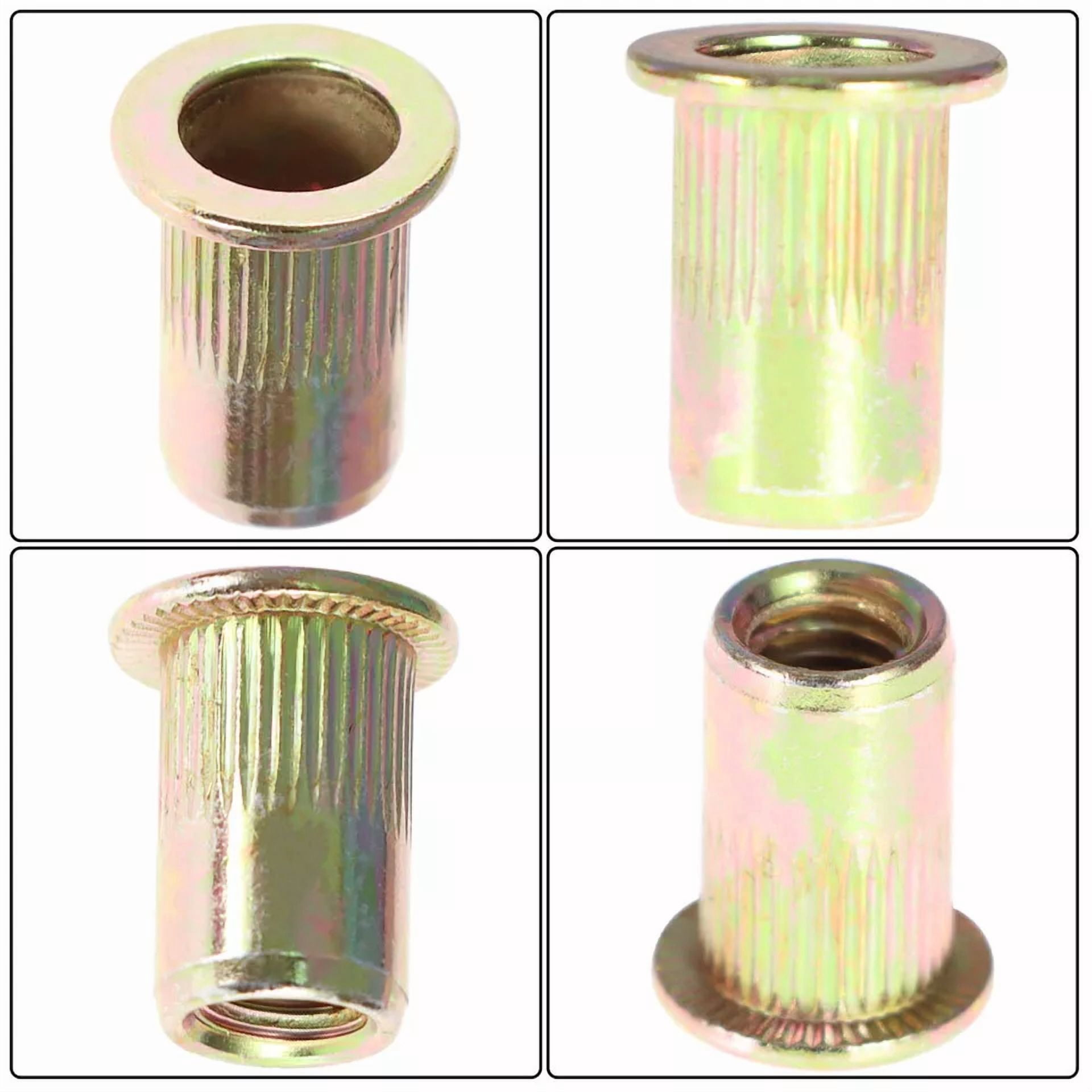 CIRCLE- 100 Pcs M6 Metric Carbon Steel Rivet Nut Flat Head Threaded Insert Nutsert Us